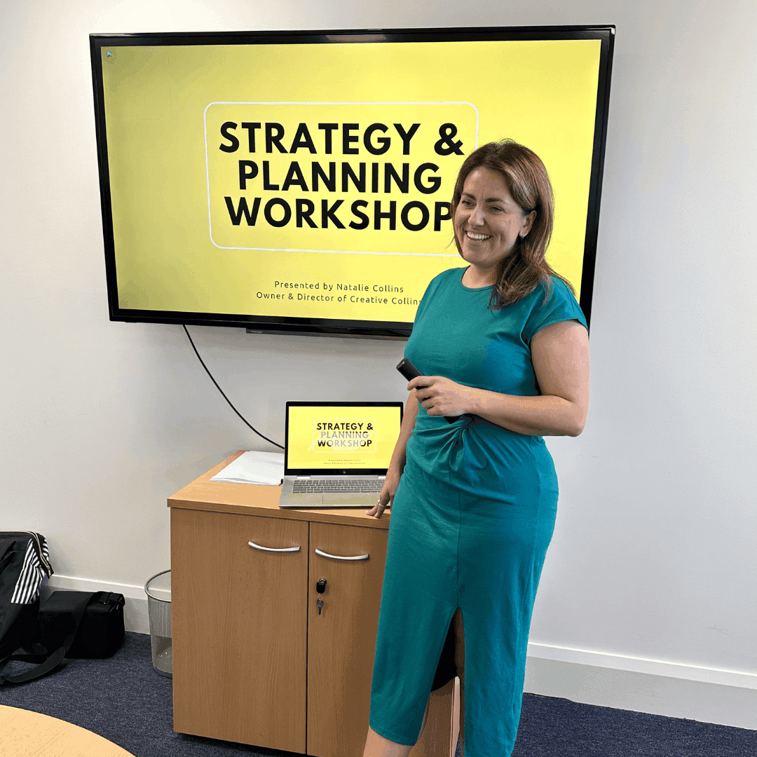 Natalie making a presentation